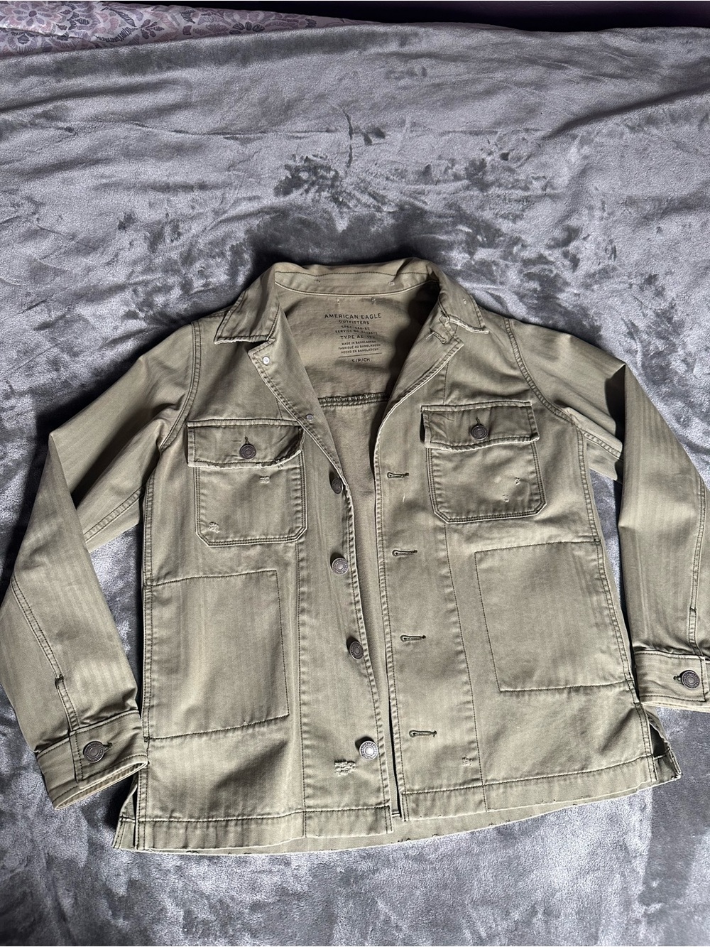 American Eagle Outfitters Olive Green Jean Jacket